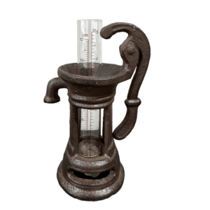 Cast Iron Rain Gauge - Antique oil lamp