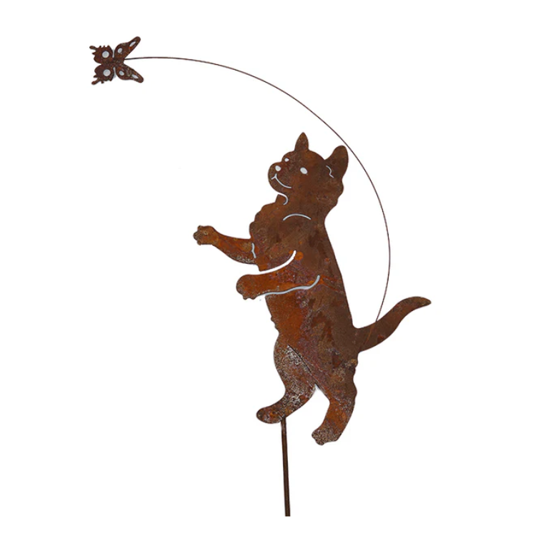 Cat and butterfly w/stake