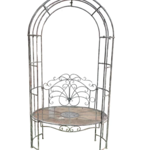 Garden Arch - with Round Bench Seat Dark Grey