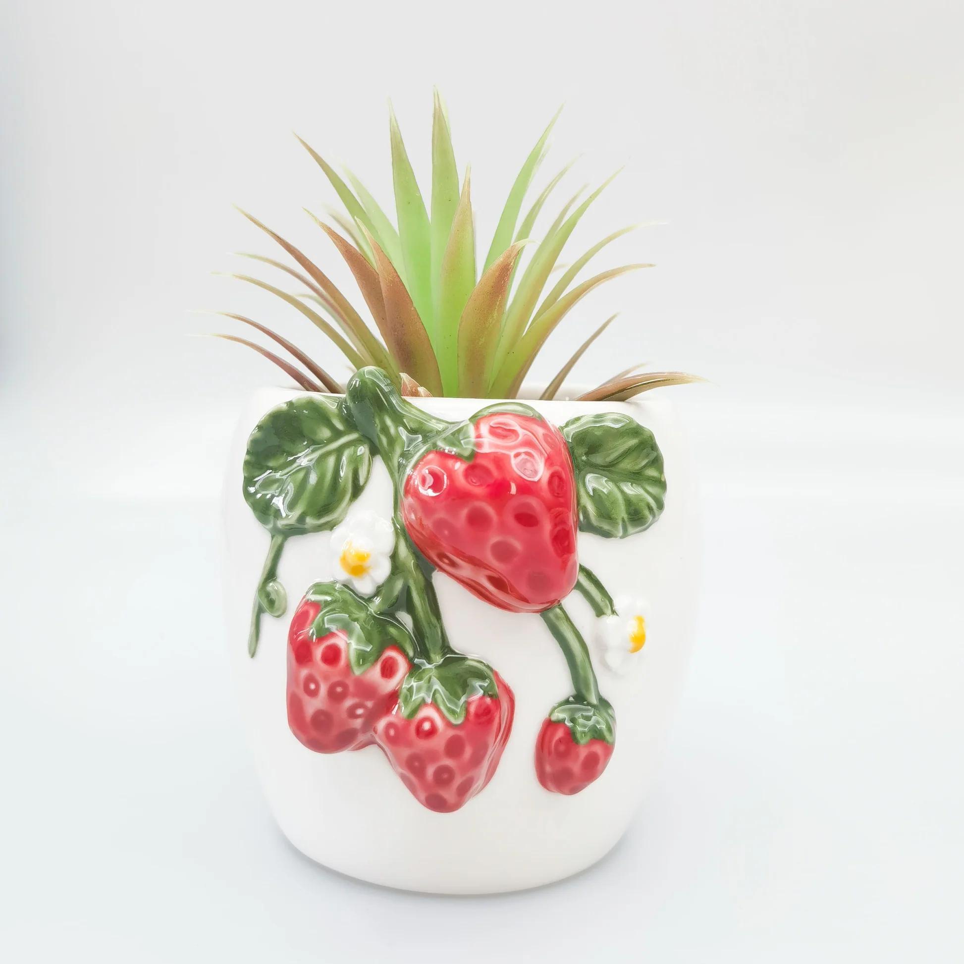 Strawberry Planter White and Red